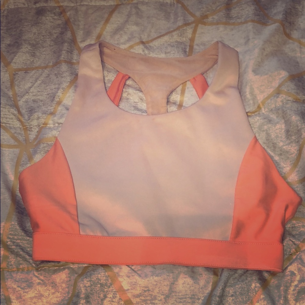 Peach and Orange Fabletics Sports Bra